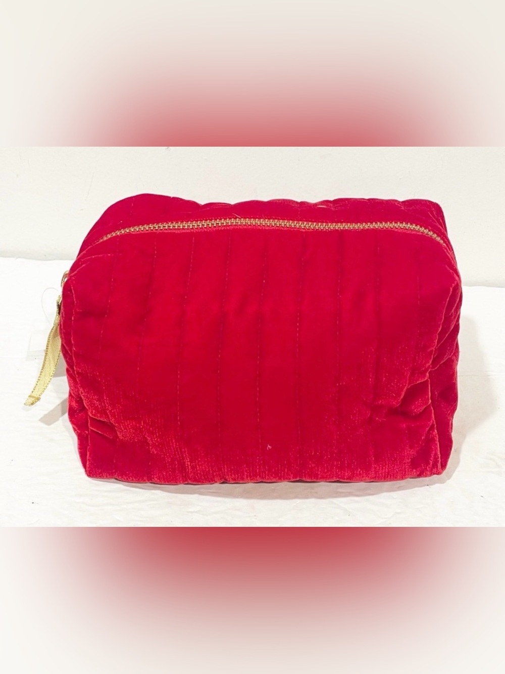 Nwt J. CREW Velvet bright red cosmetic Pouch